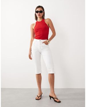 Mango Starring Hailey Bieber Denim Capri Trousers - White