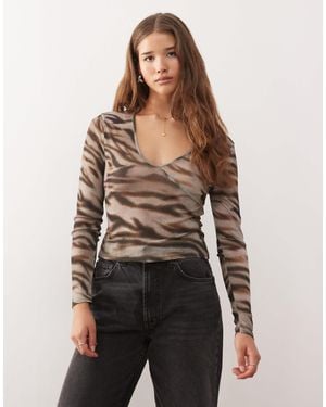 Collusion Mesh Wrap Top - Multicolour