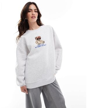 Stradivarius Oversized Teddy Sweatshirt - Gray