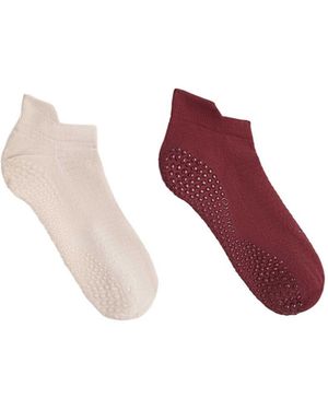 Oysho 2 paar yoga- und pilates-sneakersocken aus polyamidmix - Rot