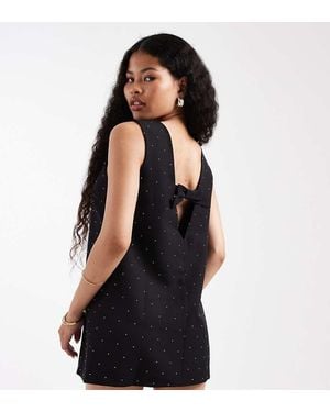 Only Petite Bow Back Detail Rhinestone Mini Dress - Black