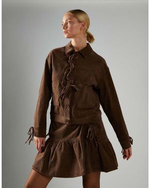 Glamorous Tie-Front Jacket - Brown