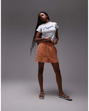 TOPSHOP Pull On Check Textured Boxer Short - Gray