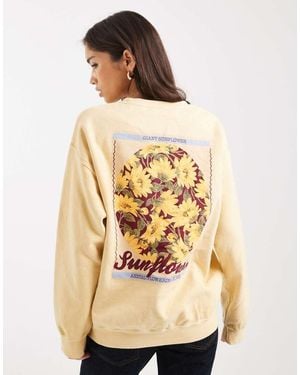 Miss Selfridge Oversized Sweatshirt With Sunflowers Graphic - Natural