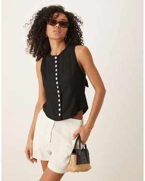 Ghospell Asymmetrische Gilet Met Knopen - Wit