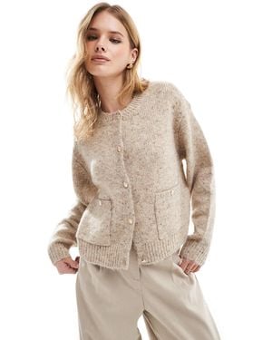 Vero Moda – melierte, lockere strickjacke - Natur