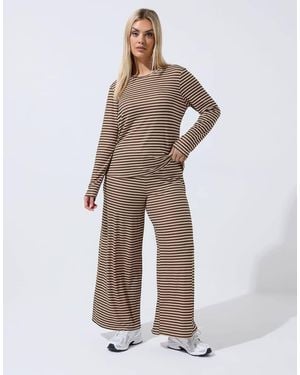 Yours Clothing Stripe Long Sleeve Top - Natural