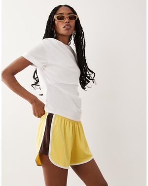 ASOS Tricot Piping Detail Runner Short - Natural