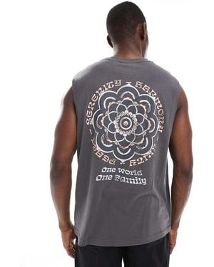 Only & Sons Oversized Tank Top With Mandala Back Print - Grey