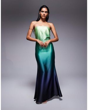 Aria Cove Satijnen Maxi Bandeau-Jurk - Blauw