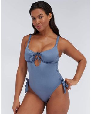 Boux Avenue Ibiza Broderie Swimsuit Summer Luxury Underwired Swimwear - Blue
