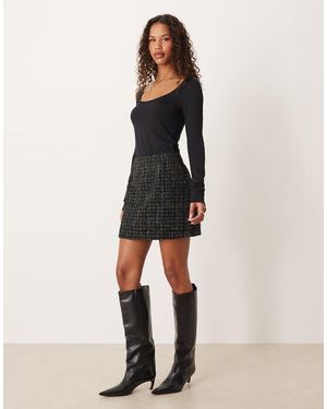 ASOS Minifalda Negra De Bouclé De - Neutro