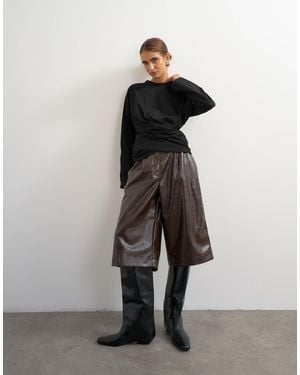 TOPSHOP Langärmeliges oberteil mit drapierung - Schwarz