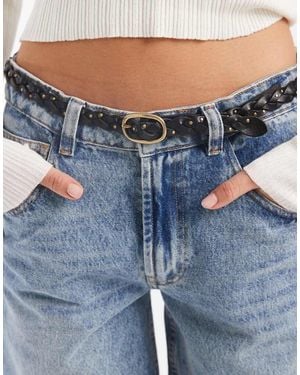 Levi's Leather Plait Skinny Leather Belt - Blue