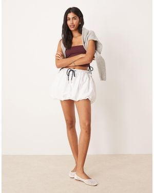 ASOS Puffball Mini Skirt With Sporty Drawcords - Natural