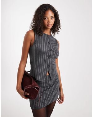Miss Selfridge Jersey Pinstripe Waistcoat (part Of A Set)-grey - Multicolor