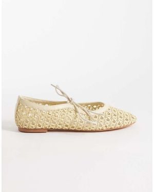 Glamorous Woven Ballet Flats - Natural