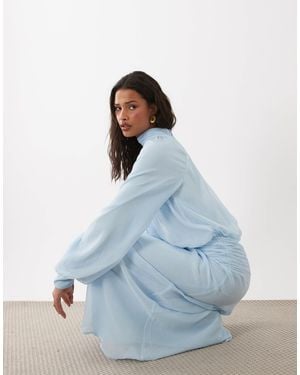 ASOS High Neck Drape Chiffon Maxi Dress With Neck Tie - White