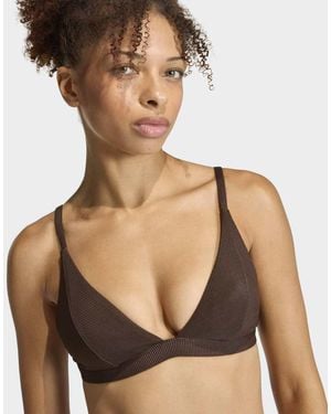 adidas Originals Iconisea Ribbed Padded Triangle Bikini Top - Brown