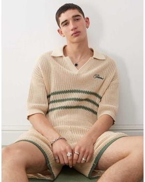 Prohibited Resort Knitted Polo Co-ord - Natural