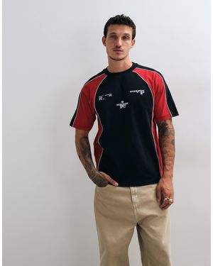 ASOS Schweres, locker geschnittenes t-shirt mit print und kontrast-einsätzen - Schwarz