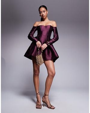 Forever New Vestido Corto Estructurado De -Morado - Multicolor