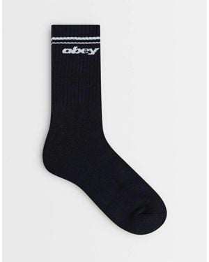 Obey Logo Sports Crew Socks - Blue