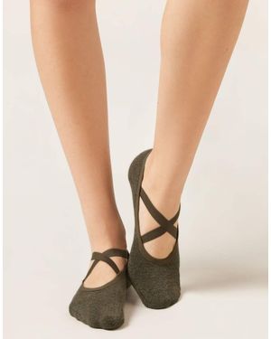 Calzedonia Non-Slip Crossover Pilates Socks - White