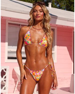 Kulani Kinis Peachy Pocket Tieside Thong Bikini Bottom - Orange