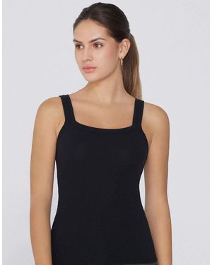 Tezenis Square Neck Ribbed Cotton Camisole - Black