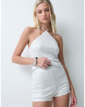 ASOS Microshorts Met All-Over Pailletten - Wit