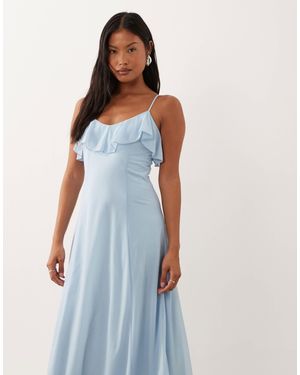 Vero Moda Ruffle Bust Chiffon Midi Cami Dress - Blue