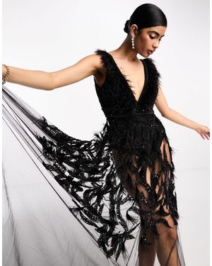 A Star Is Born Premium Embellished Maxi Dress With Built - Black