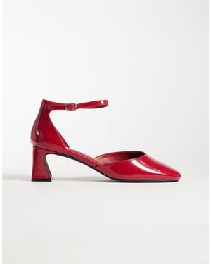 Glamorous Heeled Mary Janes - Red
