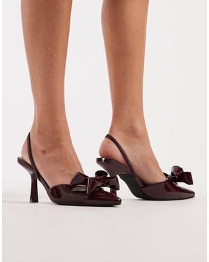 SEQWL Salado Sling Back Block Heeled Shoe With Bow Detail - Brown