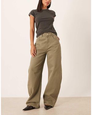 ASOS Vaqueros Lavado De Pernera Barrel Y Talle Alto De -Verde - Neutro