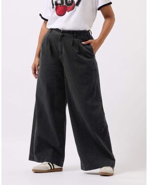 Yours Clothing Washed Wide Leg Jeans - Black