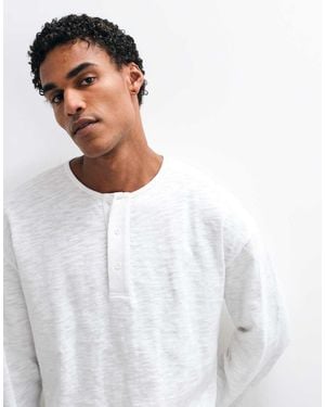 ASOS Oversized Long Sleeve Henley T-shirt - White