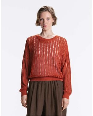 Oysho – pullover aus weitmaschigem rippstrick - Rot