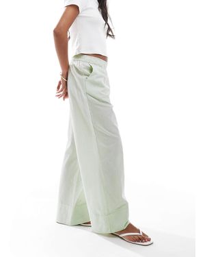 Only Petite Wide Leg Boxer Detail Pants - White