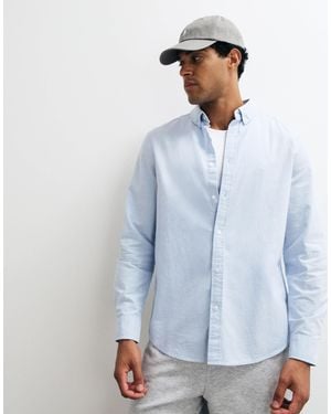 ASOS Regular Fit Oxford Shirt With Chest Embroidery - Blue