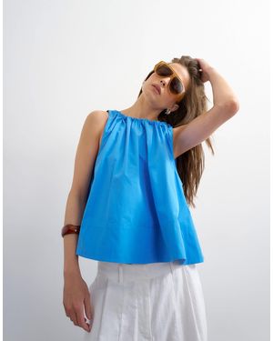 TOPSHOP Trapeze Tie Back Top - Blue