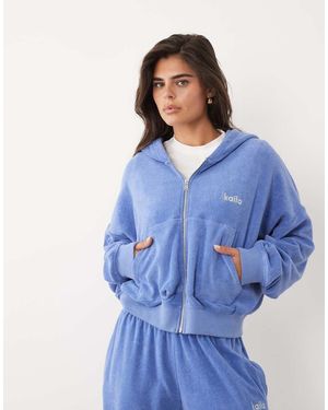 Kaiia Oversized Hoodie Van Badstof Met Hoog Katoenpercentage En Geborduurd Logo - Blauw
