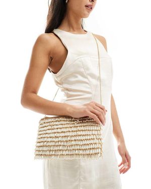 True Decadence Crossbody Clutch Met Parelversiering - Wit