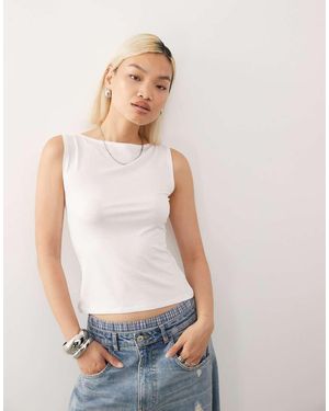 Weekday Annie Super Soft Boat Neck Tank Top - White