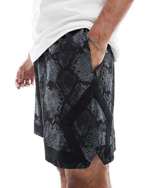 Nike Pantaloncini Neri Effetto Pelle Di Serpente - Nero