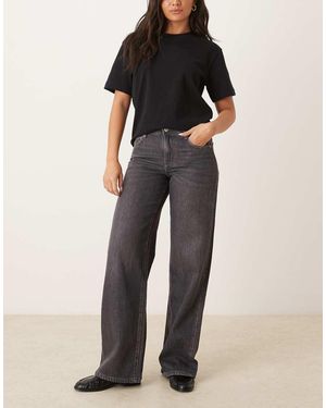 Gina Tricot Low Waist Wide Leg Jeans - Black