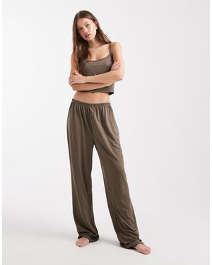Loungeable Pantalones Color Topo Oscuro De Pernera Recta Con Cinturilla Estilo Bóxer De Tejido Supersuave Mix & Match De -Neutro