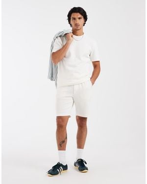 Only & Sons Pantalones Cortos Color Crema De Punto Texturizado (Parte De Un Conjunto)-Blanco