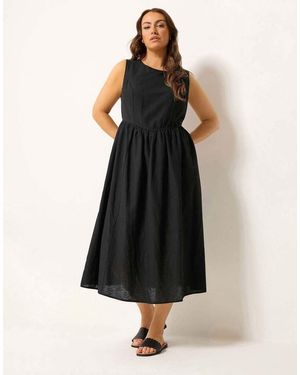 Yours Clothing Linen Dress - Black